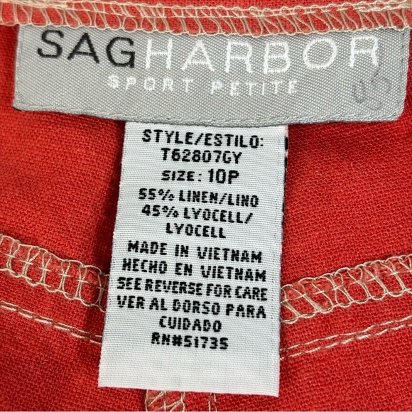 New Gorgeous Vibrant Coral Wide Leg Linen Blend Cropped Comfort Pants Size 10P - Picture 10 of 14